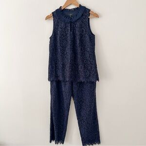 J.Crew Women' Lace sleeveless Peplum Top & Pants Set
